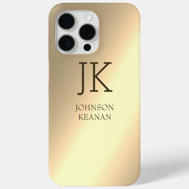 Modern Elegant Gold Metallic monogrammed Name  Case-Mate iPhone Case (Back)