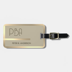 Modern Elegant Gold Metallic monogrammed Name  Luggage Tag