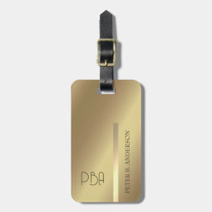 Modern Elegant Gold Metallic monogrammed Name Luggage Tag