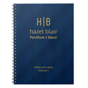 Modern Elegant Gold Monogram Navy Blue Squares  Notebook