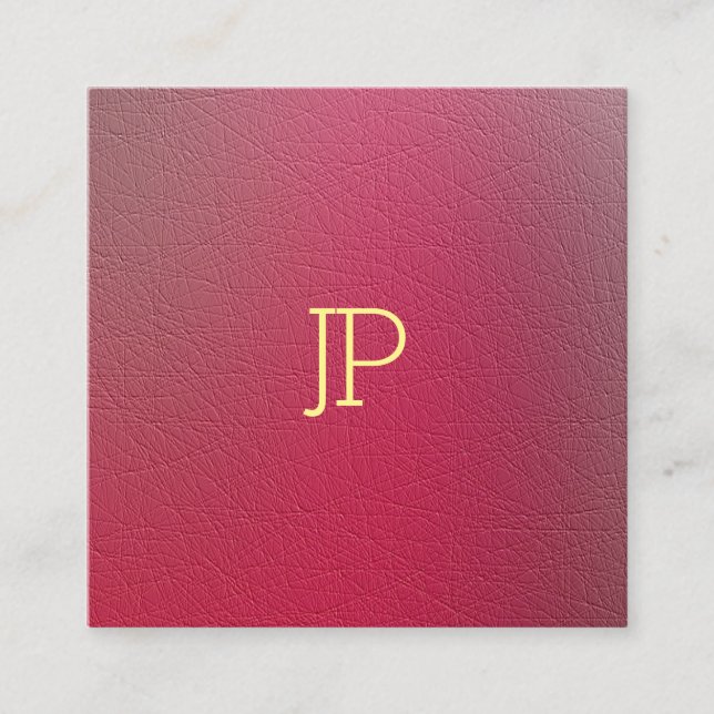 Modern Elegant Gold Monogram Structured Look Square Business Card (Front)