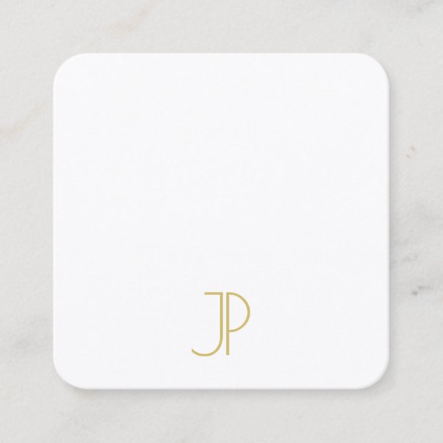 Modern Elegant Gold Monogram Template Luxurious Square Business Card (Front)