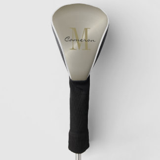 Modern Elegant Gold On Silver  Personalized Gift Golf Head Cover