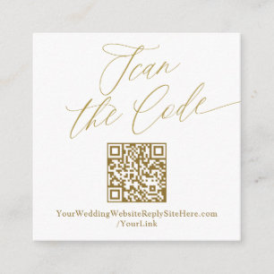 Modern Elegant Gold QR Code Wedding Website Enclosure Card
