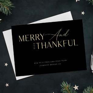 Modern Elegant Gold Script Christmas Business Logo Holiday Card