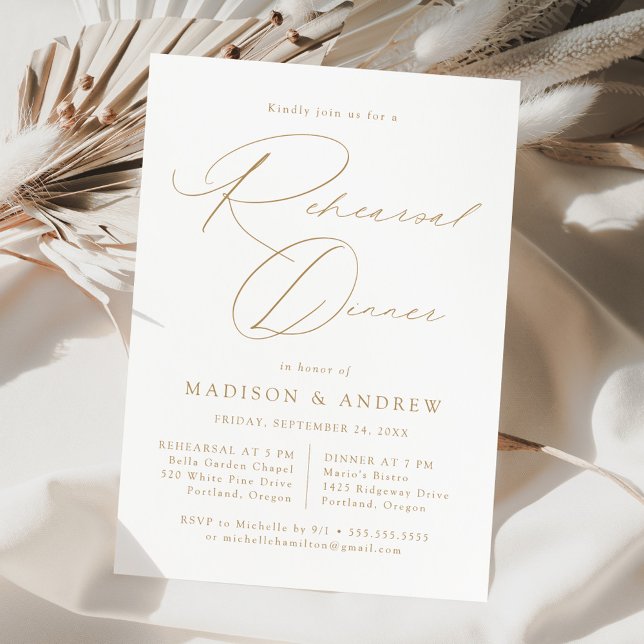 Modern Elegant Gold Script Rehearsal Dinner Invitation (Creator Uploaded)