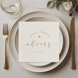 Modern Elegant Gold Script Wedding Napkin