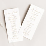 Modern Elegant Gold Script Wedding Program<br><div class="desc">Elegant wedding program featuring a modern gold calligraphy script to create a design that is perfect for weddings of all styles and seasons. Personalize the front of the modern wedding program with your names, wedding date and location, and order of the ceremony. The simple wedding program reverses to display a...</div>