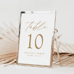 Modern Elegant Gold Script Wedding Table Number<br><div class="desc">Trendy, minimalist wedding table number cards featuring gold modern lettering with "Table" in modern calligraphy script. The design features a white background or a colour of your choice. The design repeats on the back. To order the table cards: add your name, wedding date, and table number. Add each number to...</div>