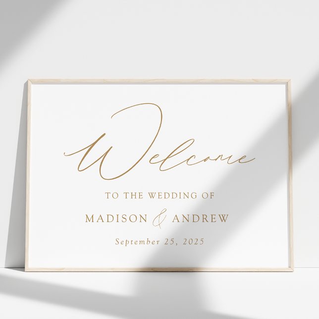 Modern Elegant Gold Script Wedding Welcome Poster (Creator Uploaded)