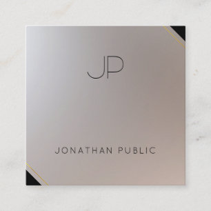 Modern Elegant Gold Silver Monogram Template Square Business Card