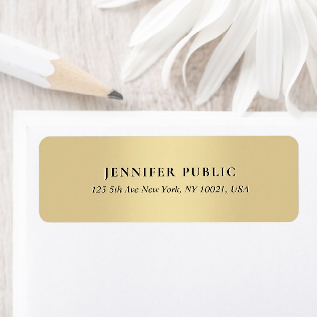 Modern Elegant Gold Simple Template Return Address (Insitu)