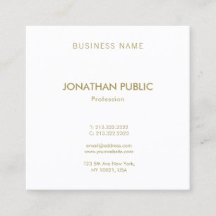 Modern Elegant Gold Text Font Simple Plain Luxury Square Business Card
