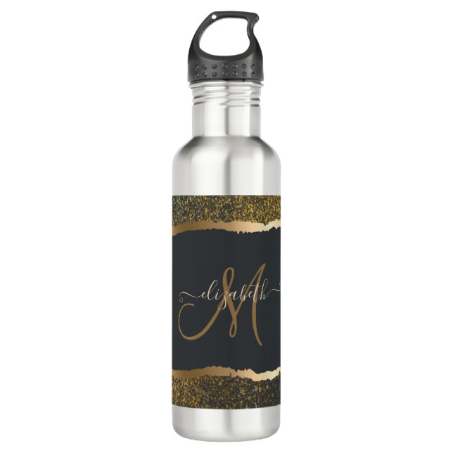 Modern Elegant Gold Touch Monogram 710 Ml Water Bottle (Front)