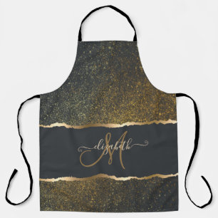Modern Elegant Gold Touch Monogram Apron