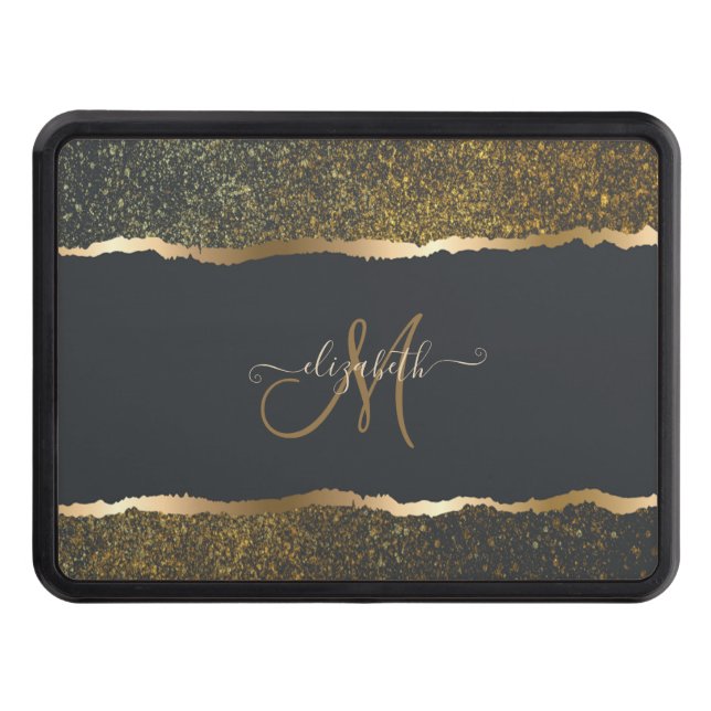 Modern Elegant Gold Touch Monogram Trailer Hitch Cover (Front)