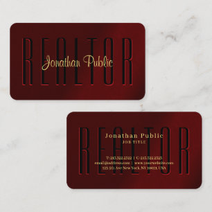 Modern Elegant Gold Typography Script Name Realtor Business Card
