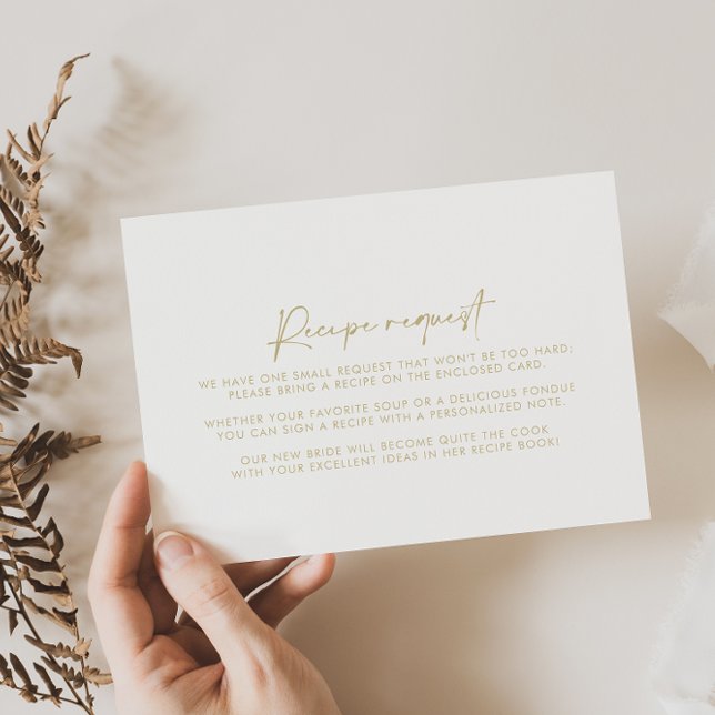 Modern Elegant Gold Wedding Recipe Request  Enclosure Card (Creator Uploaded)
