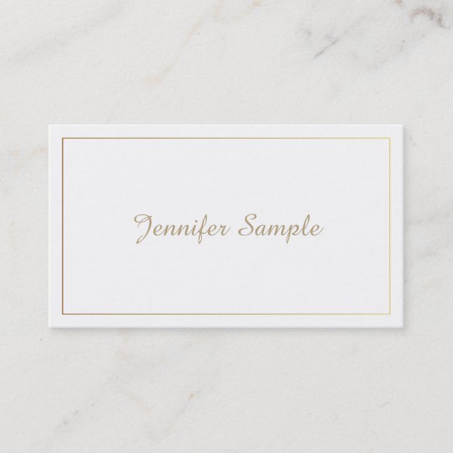 Modern Elegant Gold White Lawyer Director Manager Business Card (Front)