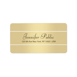 Modern Elegant Gold White Script Name Address Label