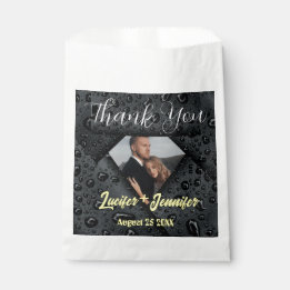 Modern Elegant Golden Diamond Custom Photo Wedding Favour Bag