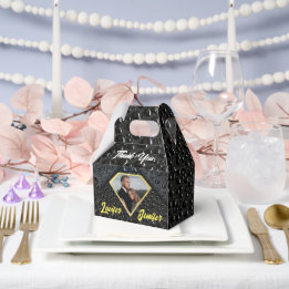 Modern Elegant Golden Diamond Custom Wedding  Favor Box
