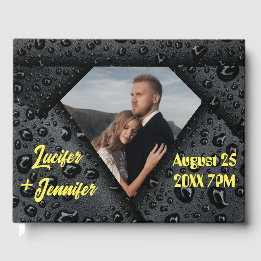 Modern Elegant Golden Diamond Custom Wedding  Guest Book