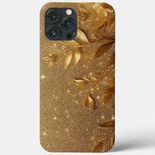 Modern elegant  golden floral curve iPhone 13 pro max case