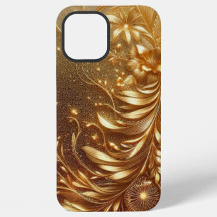 Modern elegant  golden floral curve iPhone 12 pro max case