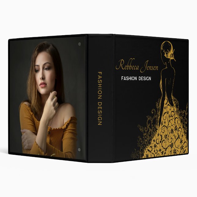 Modern Elegant golden Gown - Stylish Simple Design Binder (Background)