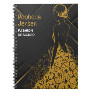Modern Elegant golden Gown Summer Fashion Notebook