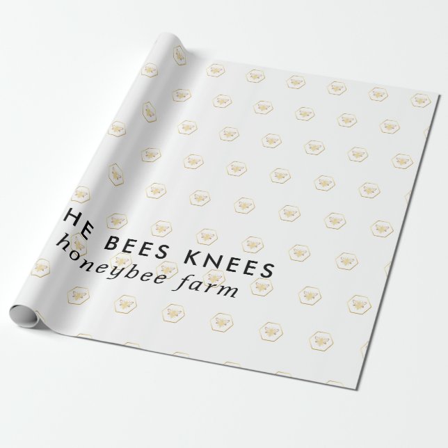 Modern & Elegant Golden Honey Beekeeper Wrapping Paper (Unrolled)