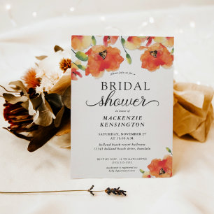 Modern Elegant Golden Poppy Bridal Shower Invitation