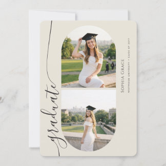 Modern Elegant Grad Arch Photo Collage Graduation Invitation