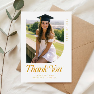 Modern Elegant Grad Graduate Photo Graduation Thank You Card