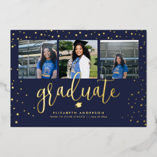 Modern Elegant Graduate 3 Photo Collage Graduation