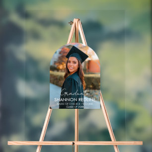 Modern Elegant Graduate Photo Signature Acrylic  Sign
