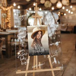 Modern Elegant Graduate Photo Signature Acrylic Sign