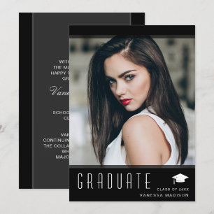 Modern Elegant Graduate Stylish Photo Announcement