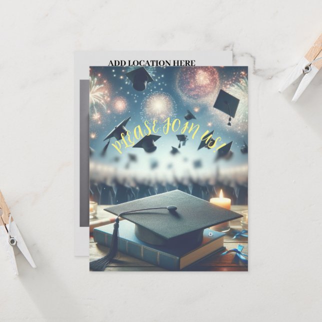 Modern Elegant Graduation Party  Invitation (Front/Back In Situ)