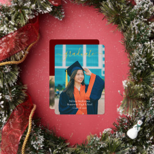 Modern Elegant Graduation Photo Text Announcement