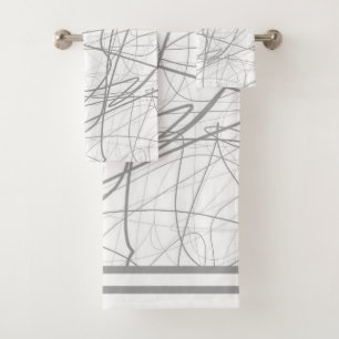 Modern elegant gray sketch 2 bath towel set
