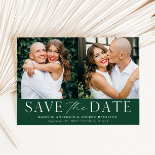 Modern Elegant Green 2 Photo Save The Date