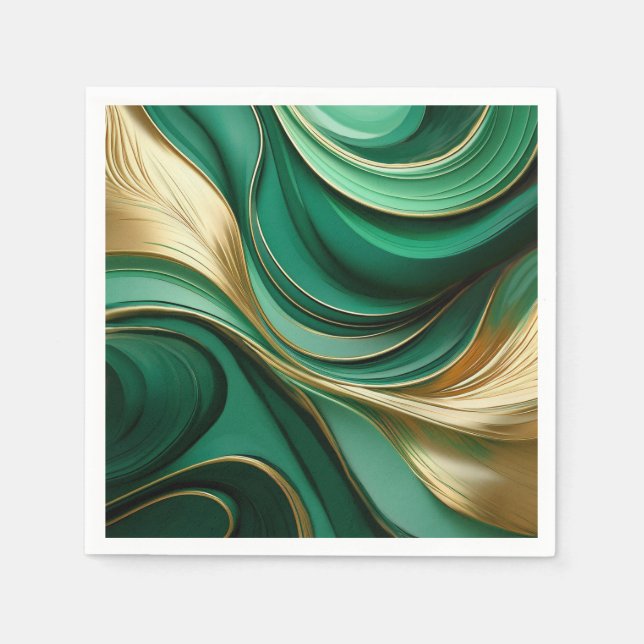Modern Elegant  Green and Gold- Napkin (Front)