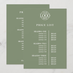 Modern Elegant Green Business Logo Menu Price List
