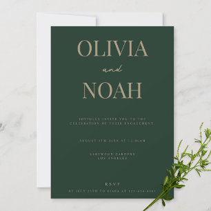Modern & Elegant Green Engagement Party Invitation