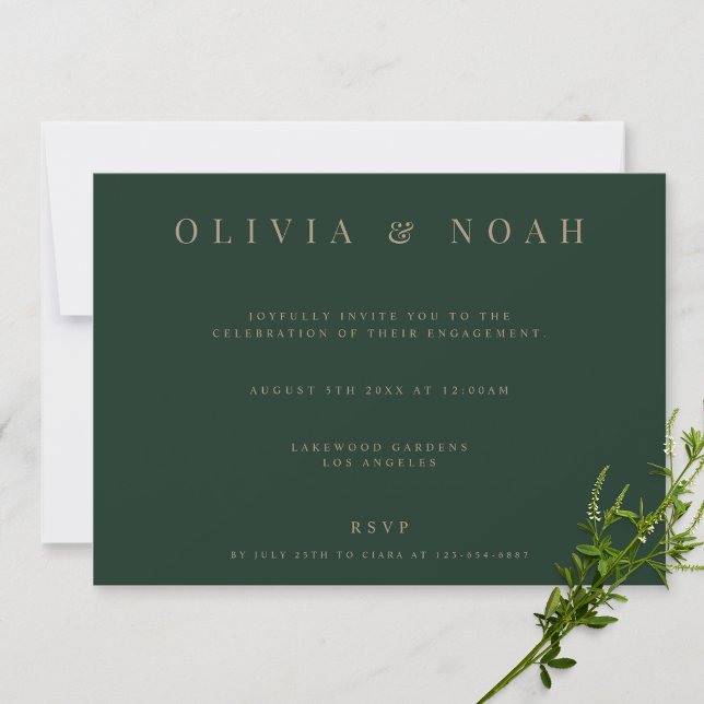 Modern & Elegant Green Engagement Party Invitation (Creator Uploaded)