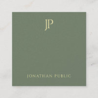 Modern Elegant Green Gold Monogram Premium Pearl