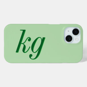 Modern Elegant Green Monogram Initials iPhone 15 Case