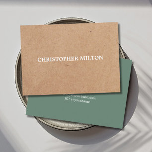 Modern Elegant Green Printed KraftPaper Consultant Business Card